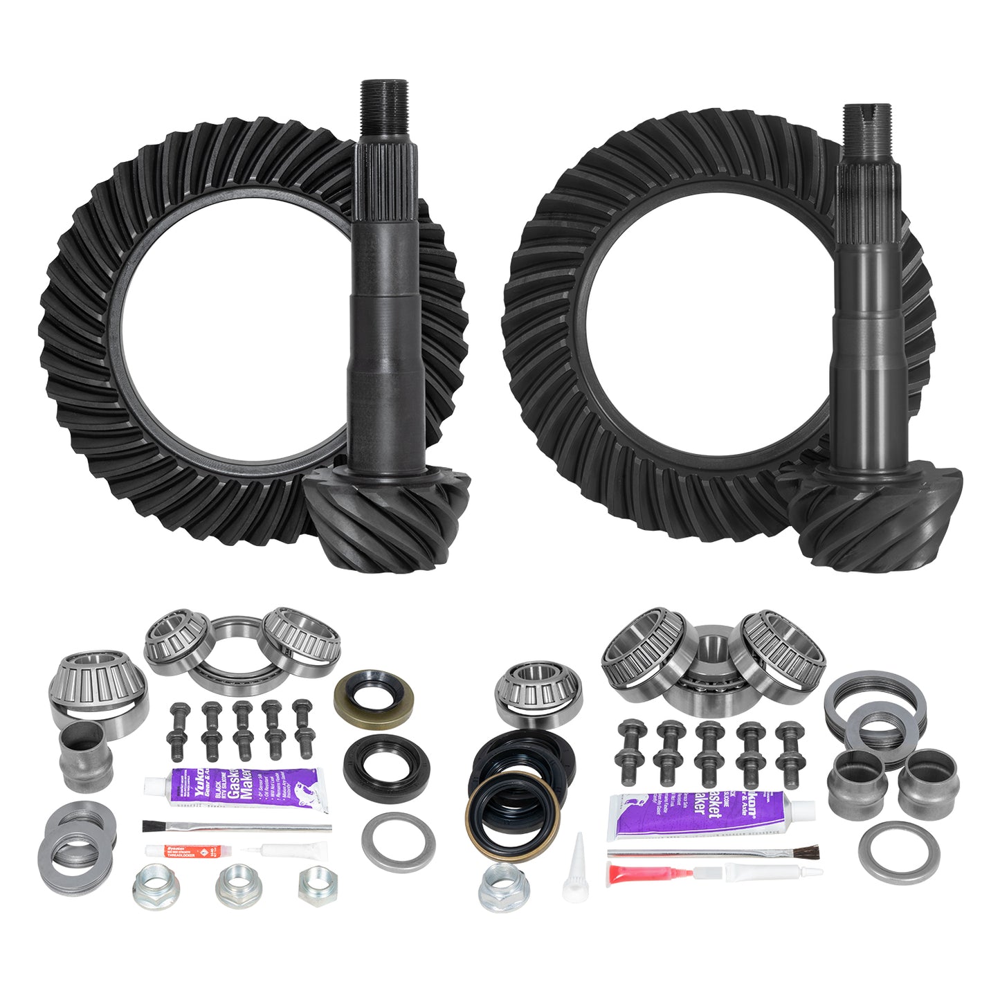Ring & Pinion Gear Kit Package Front & Rear With Install Kits - Toyota 8 Inch /8 Inch IFS Toyota 05-15 Tacoma 07-09 Fj W/ Locker (8 Inch /8 Inch ) 4.56 Ratio Gear Package (Fits 3.73&Down Front Case) Yukon Gear