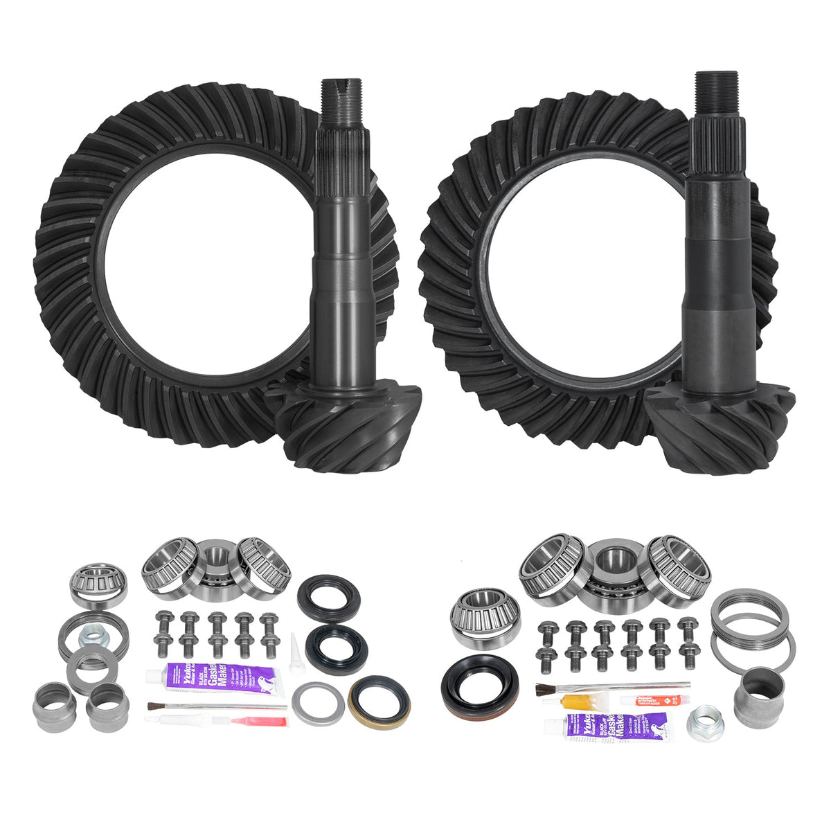 Ring & Pinion Gear Kit Package Front & Rear With Install Kits - Toyota 8.2/8 Inch IFS Toyota 2010& Up 4RUNNER/ Fj Cruiser W/O Locker (8.2/8 Inch ) 4.56 Gear Package (For 3.73& Dwn Front Case) Yukon Gear Yukon Gear and Axle