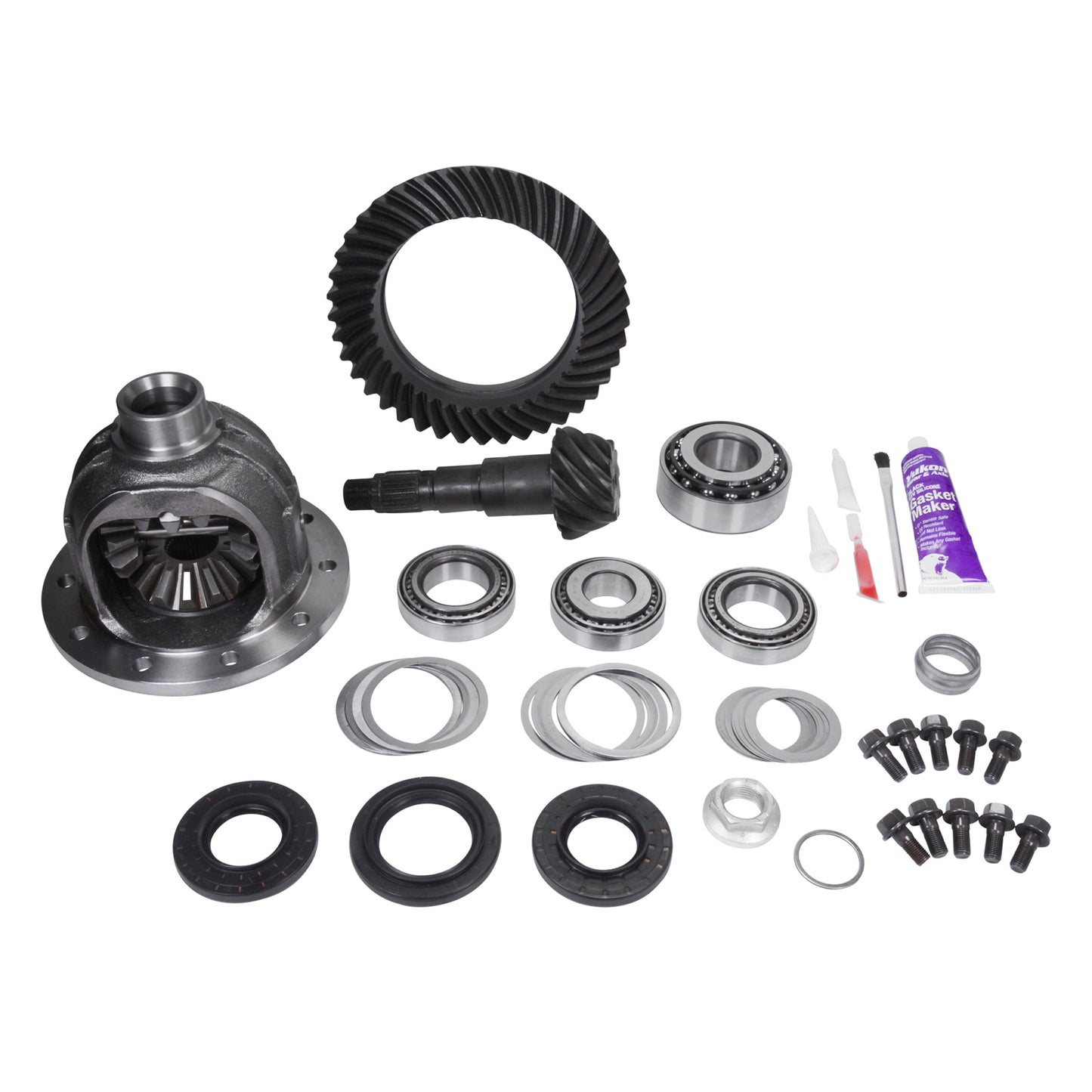 Ring And Pinion Gear Set For Chrylser Zf 215mm Front Diff 4.56 Ratio 215MM Zf Rev Chy 4.56 R&P Kit 2012 & Up RAM 1500 W/ Loaded Carrier & Install Kit Yukon Gear