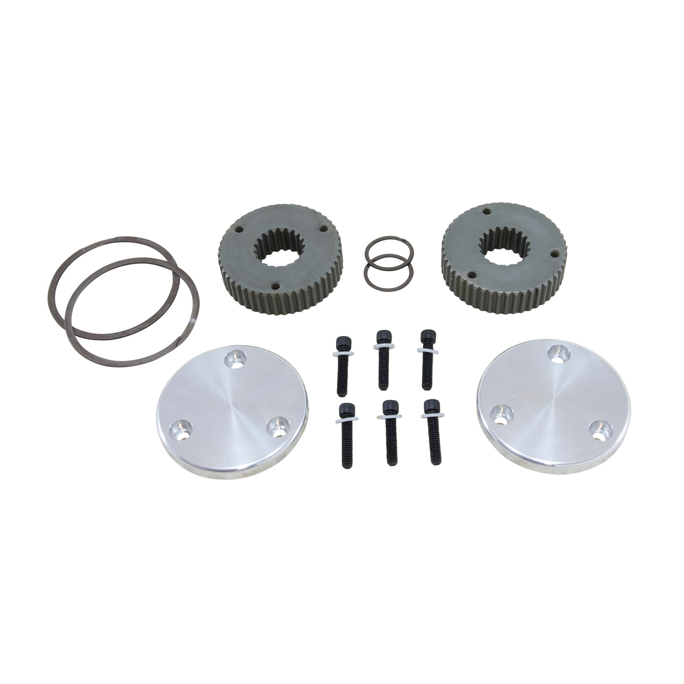 Hardcore Drive Flange Kit Dana 44 19- Spline Outer Stubs Non-Engraved Caps Hardcore Flange Set D44 & GM 8.5 19 Spline Non-Engraved Both Sides Yukon Gear