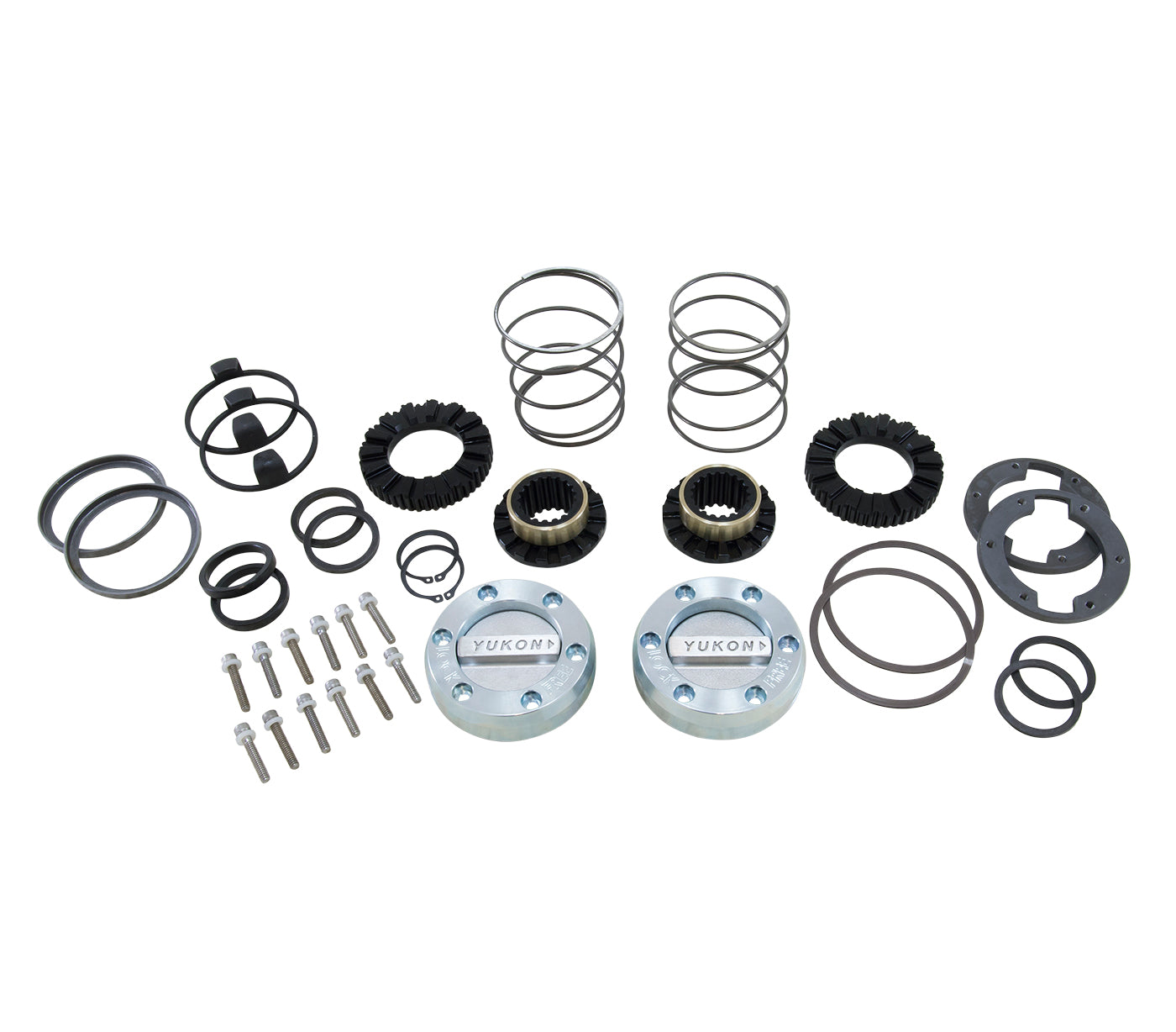 Hardcore Locking Hub Set GM 8.5 Inch Front & Dana 44 19- Spline GM 8.5 Inch & D44 19 Spline Hardcore Locking Hub Set '79+ GM8.5 '66-'77 Bronco & Custom Apps Yukon Gear
