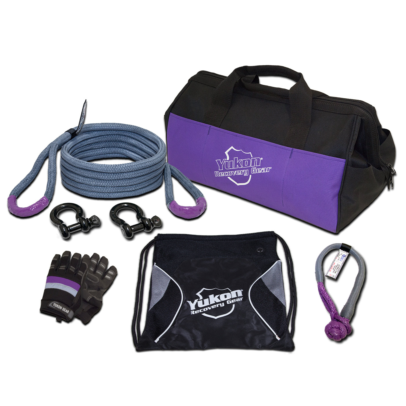Recovery Gear Kit With 3/4 20-Foot Long Kinetic Rope Shackles & More Recovery Gear Kit W/ 3/4 Inch Rope Yukon Gear Yukon Gear and Axle