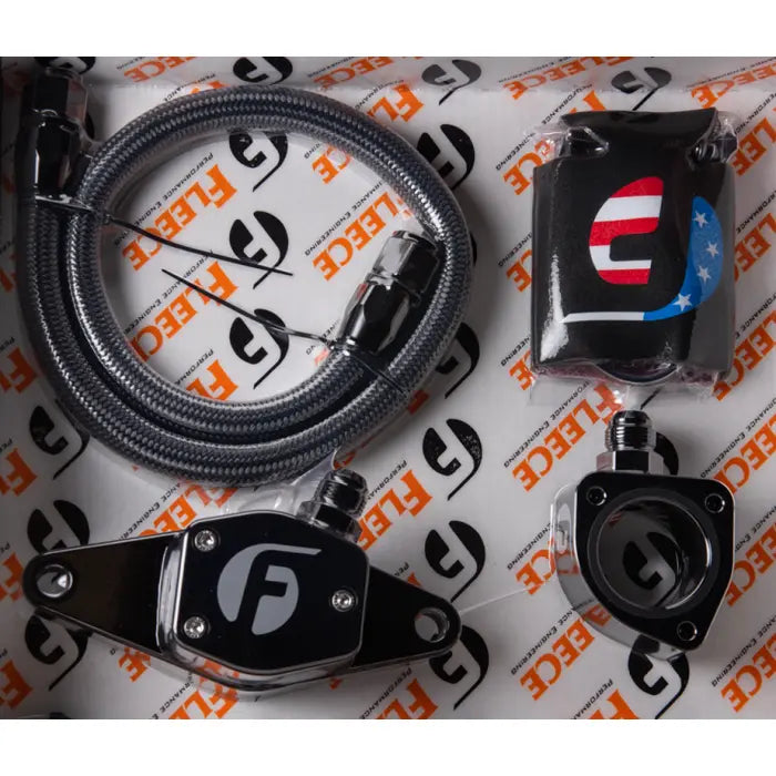 Fleece Performance FPE-CLNTBYPS-CUMMINS-VP-SS Coolant Bypass Kit for 5.9L 12V Cummins (1994-1998) with Stainless Steel Braided Line Fleece Performance