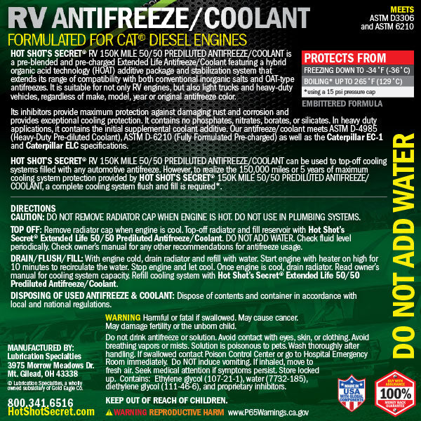 Hot Shot's Secret RV Antifreeze 150K 50/50 Red - TAMELESS PERFORMANCE