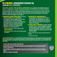 Hot Shot's Secret RV Diesel Generator Engine Oil 15W40 - TAMELESS PERFORMANCE