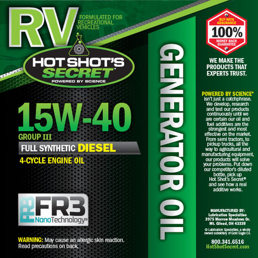 Hot Shot's Secret RV Diesel Generator Engine Oil 15W40