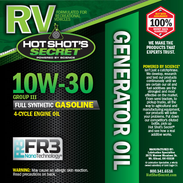 Hot Shot's Secret RV Gas Generator Engine Oil 10W30 - TAMELESS PERFORMANCE