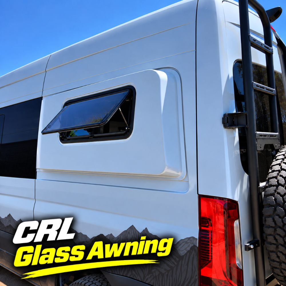 CRL Glass Awning Window w/ Clamp Ring (Driver Side) for Sprinter Van Wideout