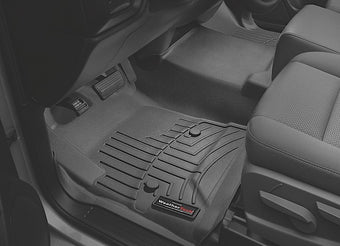 compare product WeatherTech 445451 - 2014–2018 SILVERADO/SIERRA 1500/2015–2019 SILV/SIER 2500/3500 STD CAB OVER THE HUMP FRONT FLOORLINER BLACK