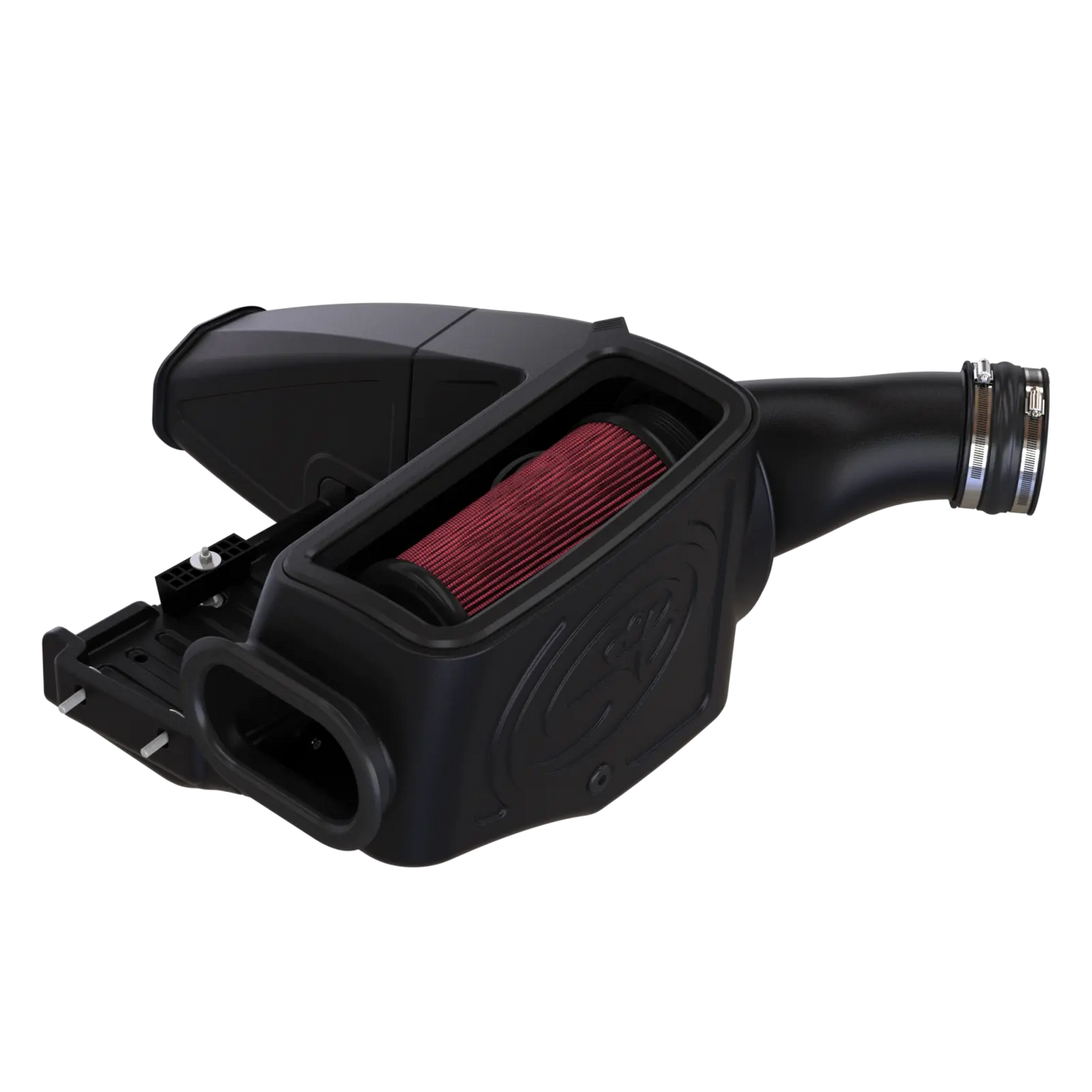 Cold Air Intake For 98-03 Ford F250 F350 F450 F550 V8-7.3L Powerstroke Cotton Cleanable Red S and B view 7