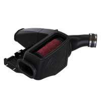 Cold Air Intake For 98-03 Ford F250 F350 F450 F550 V8-7.3L Powerstroke Cotton Cleanable Red S and B view 7