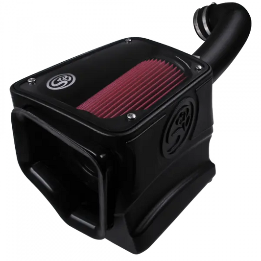 Cold Air Intake For 14-16 Silverado/ Sierra 1500 5.3L, 6.2L, 15-16 Tahoe, Suburban, Yukon (XL)(Denali) 1500 5.3L, 6.2L Cotton Cleanable Red S and B view 1