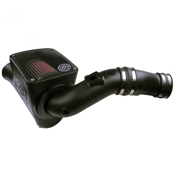 Cold Air Intake For 03-07 Ford F250 F350 F450 F550 V8-6.0L Powerstroke Cotton Cleanable Red S and B view 1