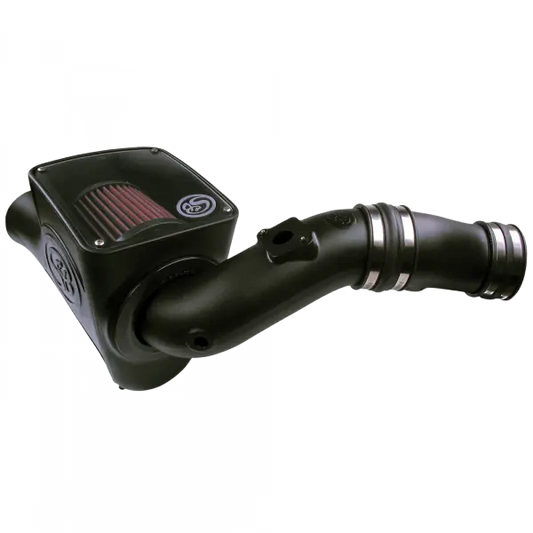 Cold Air Intake For 03-07 Ford F250 F350 F450 F550 V8-6.0L Powerstroke Cotton Cleanable Red S and B view 1