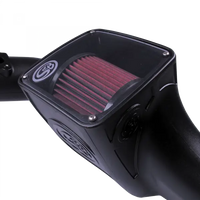 Cold Air Intake For 03-07 Ford F250 F350 F450 F550 V8-6.0L Powerstroke Cotton Cleanable Red S and B view 3