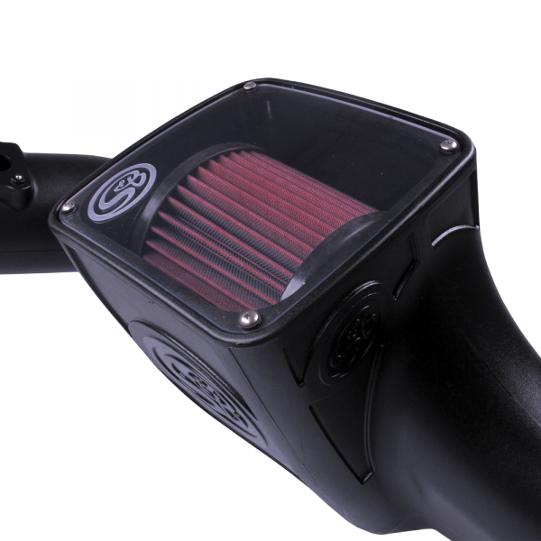 Cold Air Intake For 03-07 Ford F250 F350 F450 F550 V8-6.0L Powerstroke Cotton Cleanable Red S and B view 3