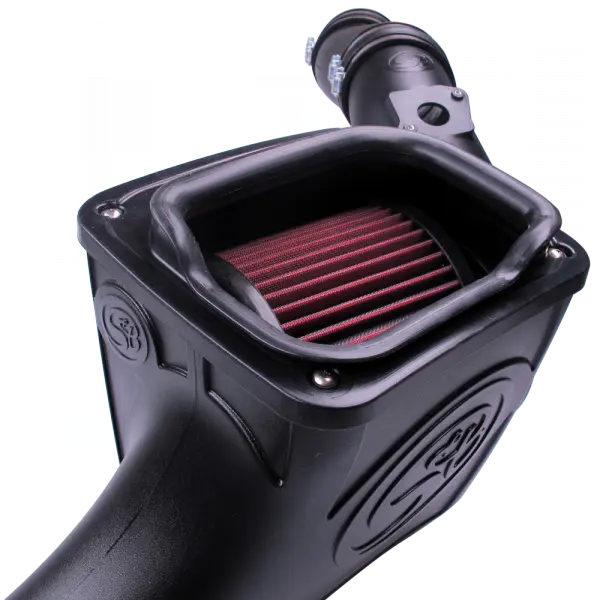 Cold Air Intake For 03-07 Ford F250 F350 F450 F550 V8-6.0L Powerstroke Cotton Cleanable Red S and B view 4