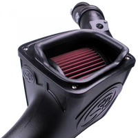 Cold Air Intake For 03-07 Ford F250 F350 F450 F550 V8-6.0L Powerstroke Cotton Cleanable Red S and B view 4