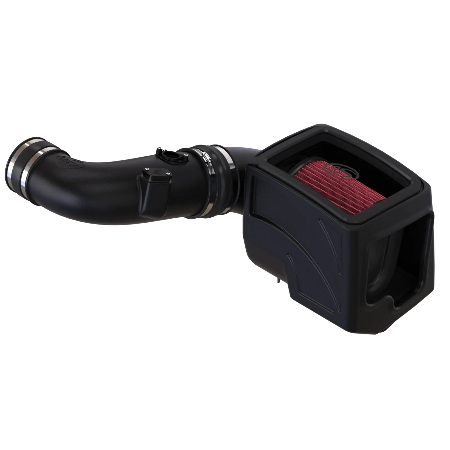 Cold Air Intake For 11-16 Chevrolet Silverado GMC Sierra V8-6.6L LML Duramax Cotton Cleanable Red S and B view 6