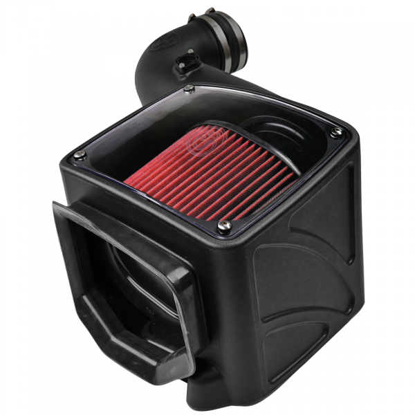 Cold Air Intake For 06-07 Chevrolet Silverado GMC Sierra V8-6.6L LLY-LBZ Duramax Cotton Cleanable Red S and B view 3