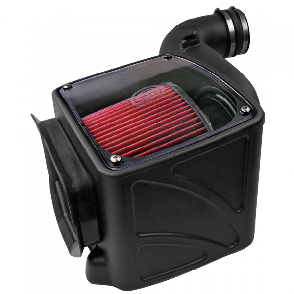 Cold Air Intake For 06-07 Chevrolet Silverado GMC Sierra V8-6.6L LLY-LBZ Duramax Cotton Cleanable Red S and B view 5