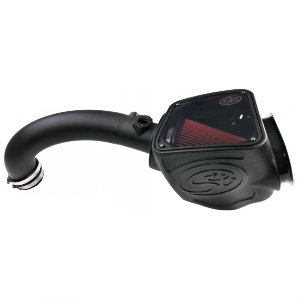 Cold Air Intake For 16-18 Nissan Titan, V8-5.0L Cummins Oiled Cotton Cleanable Red S and B view 1