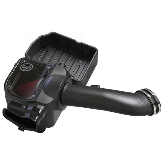 Cold Air Intake For 17-19 Ford F250 F350 V8-6.7L Powerstroke Cotton Cleanable Red S and B view 1