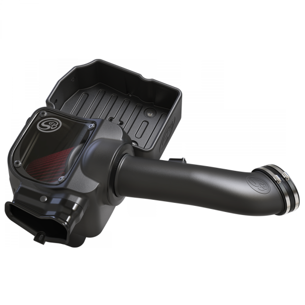 Cold Air Intake For 17-19 Ford F250 F350 V8-6.7L Powerstroke Cotton Cleanable Red S and B view 1