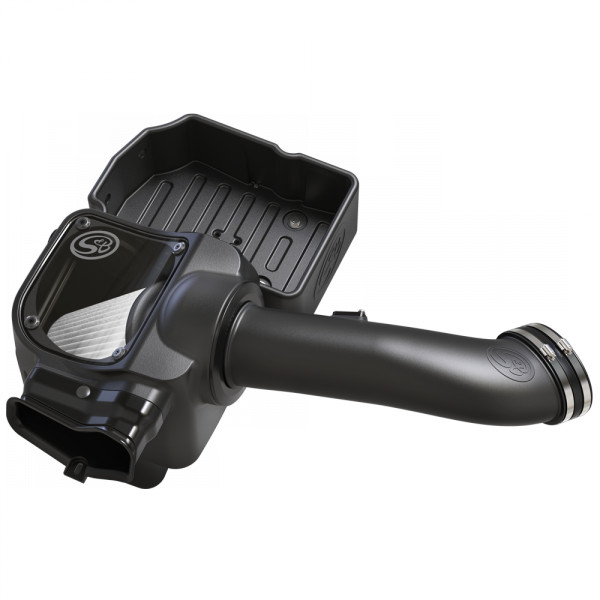 Cold Air Intake For 17-19 Ford F250 F350 V8-6.7L Powerstroke Dry Extendable White S and B view 1