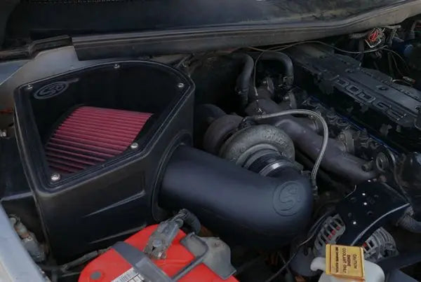 Cold Air Intake For 94-02 Dodge Ram 2500 3500 5.9L Cummins Cotton Cleanable Red S and B view 9