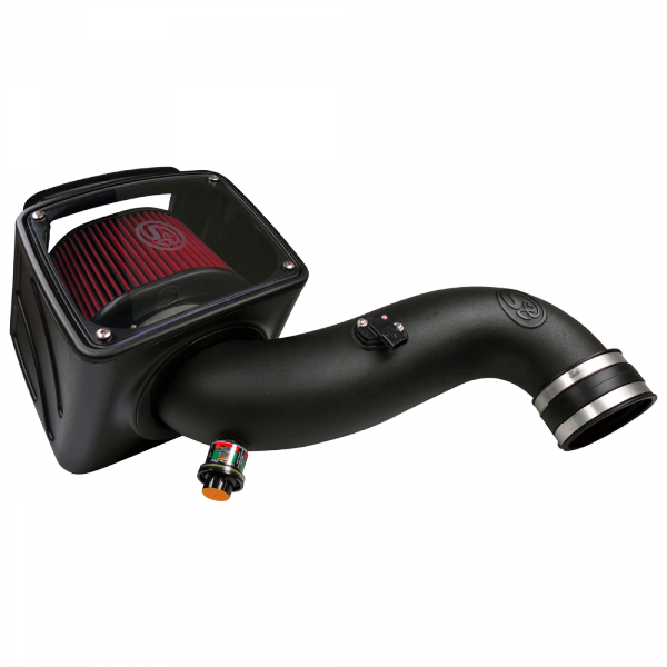 Cold Air Intake For 07-10 Chevrolet Silverado GMC Sierra V8-6.6L LMM Duramax Cotton Cleanable Red S and B view 1