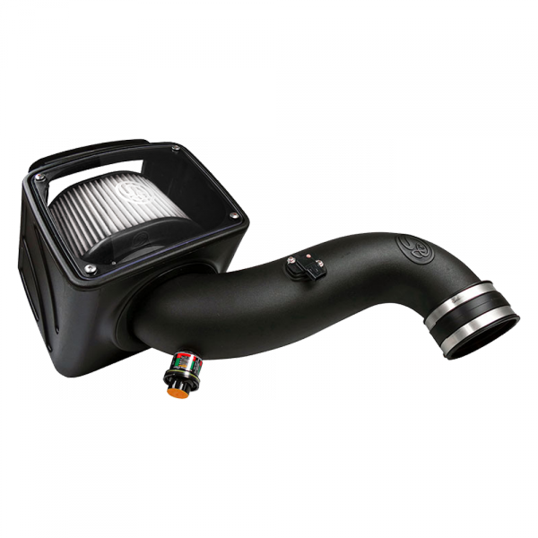 Cold Air Intake For 07-10 Chevrolet Silverado GMC Sierra V8-6.6L LMM Duramax Dry Extendable White S and B view 1