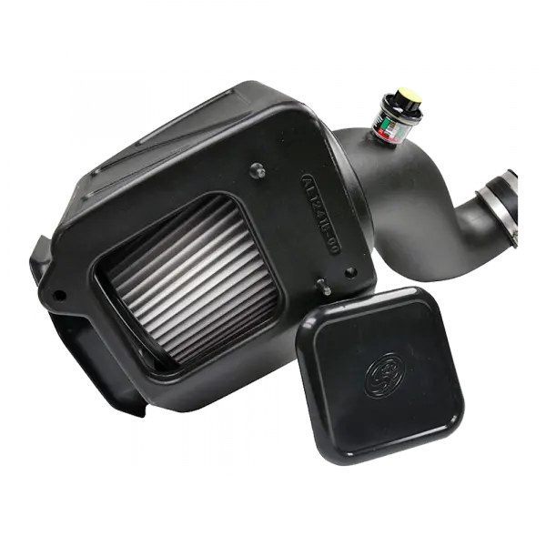 Cold Air Intake For 07-10 Chevrolet Silverado GMC Sierra V8-6.6L LMM Duramax Dry Extendable White S and B view 3