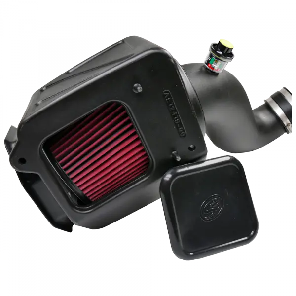 Cold Air Intake For 07-10 Chevrolet Silverado GMC Sierra V8-6.6L LMM Duramax Cotton Cleanable Red S and B view 6