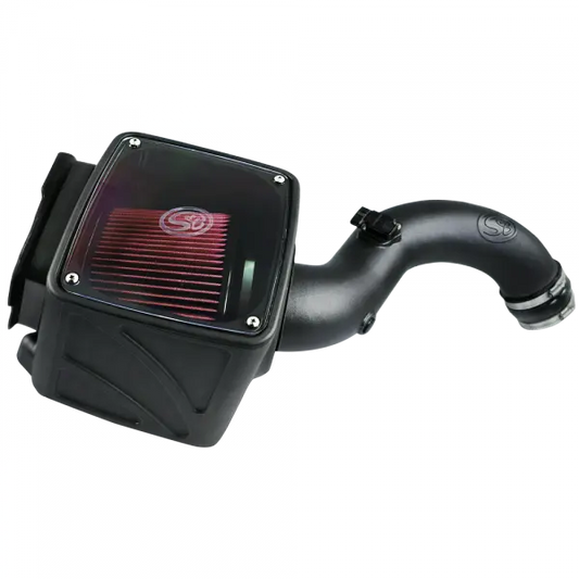 Cold Air Intake For 01-04 Chevrolet Silverado GMC Sierra V8-6.6L LB7 Duramax Cotton Cleanable Red S and B view 1