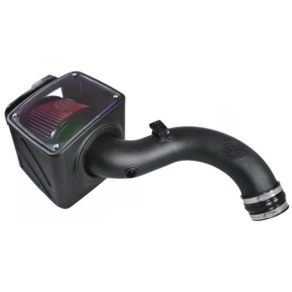 Cold Air Intake For 01-04 Chevrolet Silverado GMC Sierra V8-6.6L LB7 Duramax Cotton Cleanable Red S and B view 5