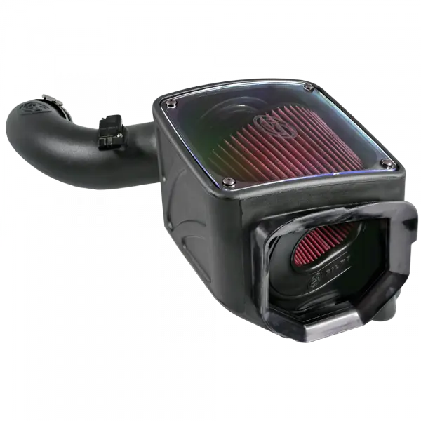 Cold Air Intake For 01-04 Chevrolet Silverado GMC Sierra V8-6.6L LB7 Duramax Cotton Cleanable Red S and B view 7