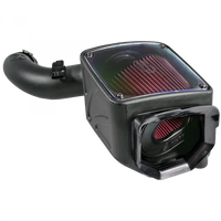 Cold Air Intake For 01-04 Chevrolet Silverado GMC Sierra V8-6.6L LB7 Duramax Cotton Cleanable Red S and B view 7