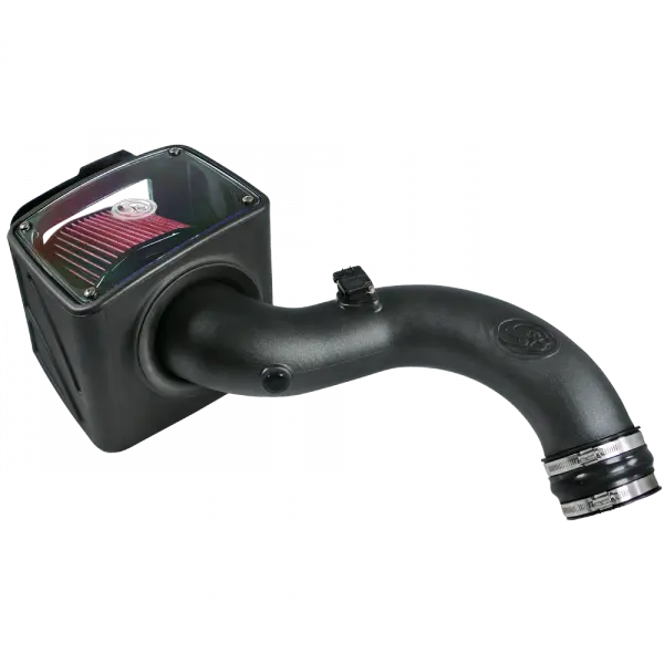 Cold Air Intake For 01-04 Chevrolet Silverado GMC Sierra V8-6.6L LB7 Duramax Cotton Cleanable Red S and B view 8