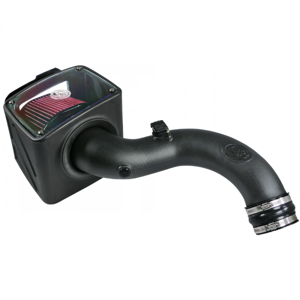 Cold Air Intake For 01-04 Chevrolet Silverado GMC Sierra V8-6.6L LB7 Duramax Cotton Cleanable Red S and B view 8