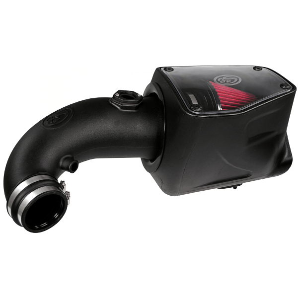 Cold Air Intake For 08-10 Ford F250 F350 V8-6.4L Powerstroke Cotton Cleanable Red S and B view 8