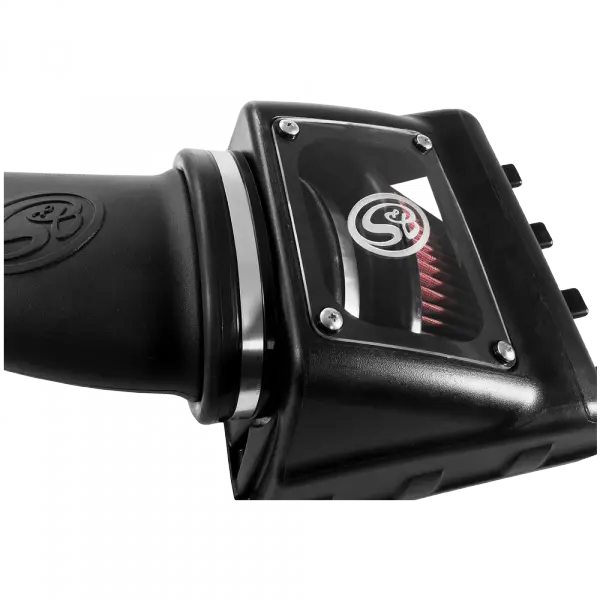 Cold Air Intake For 11-16 Ford F250, F350 V8-6.2L Oiled Cotton Cleanable Red S and B view 13