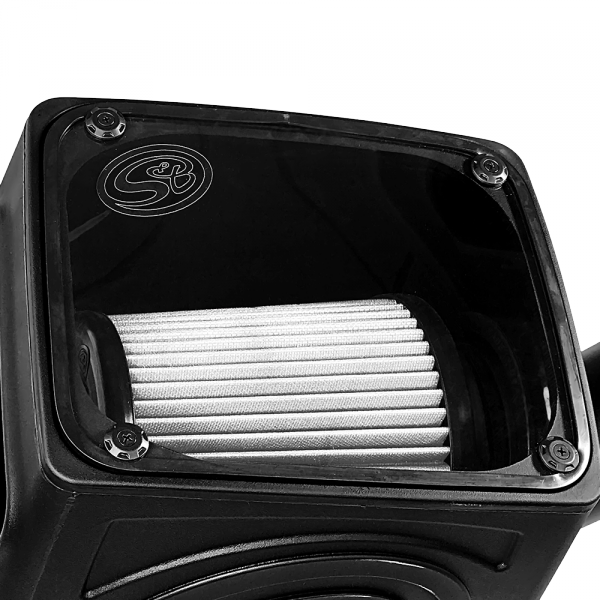 Cold Air Intake For 16-19 Silverado/Sierra 2500, 3500 6.0L Dry Extendable White S and B view 7