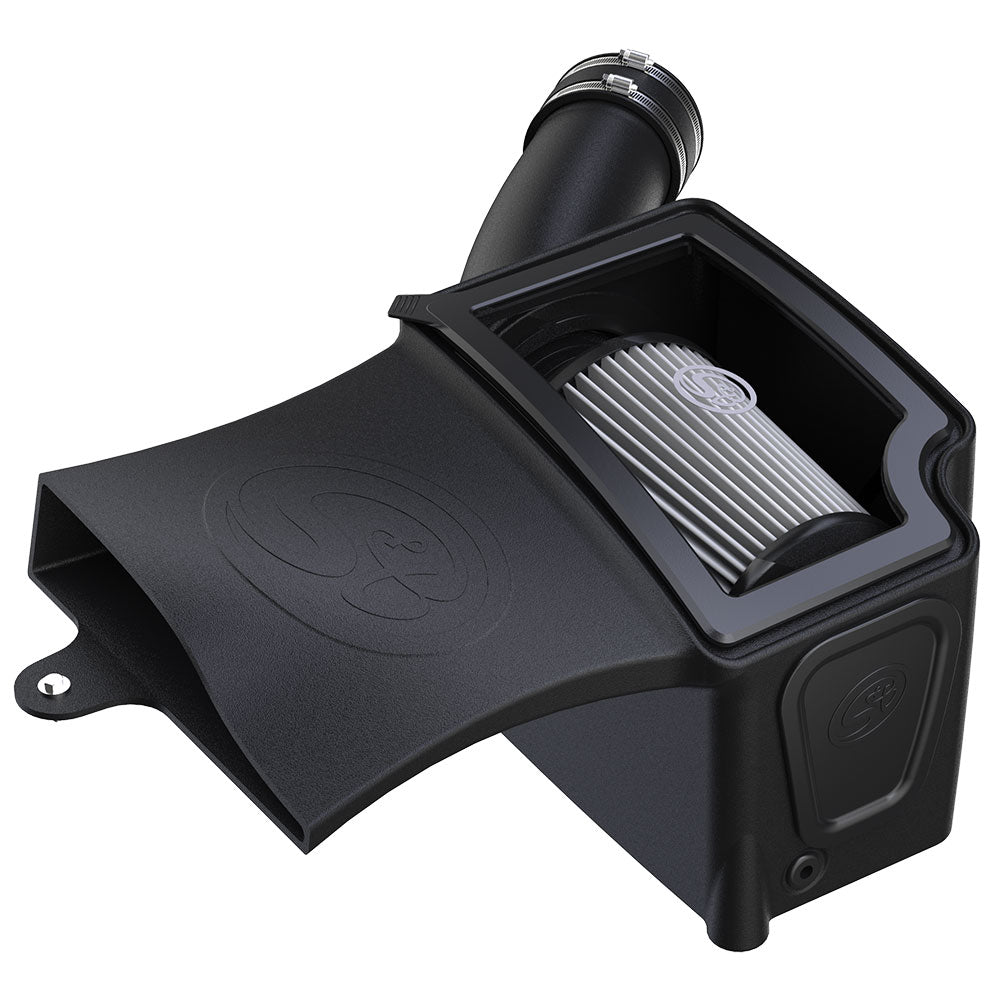 Cold Air Intake For 94-97 Ford F250 F350 V8-7.3L Powerstroke Dry Extendable White S and B view 1