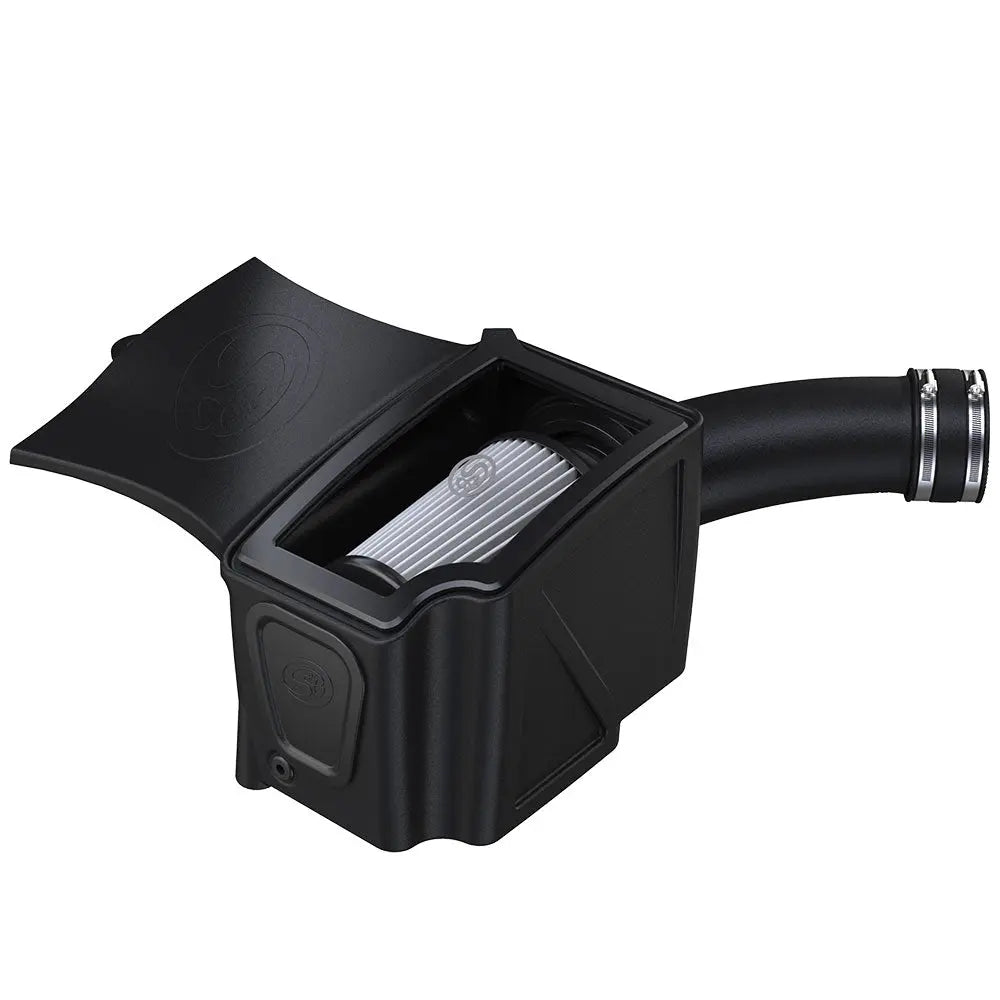 Cold Air Intake For 94-97 Ford F250 F350 V8-7.3L Powerstroke Dry Extendable White S and B view 2