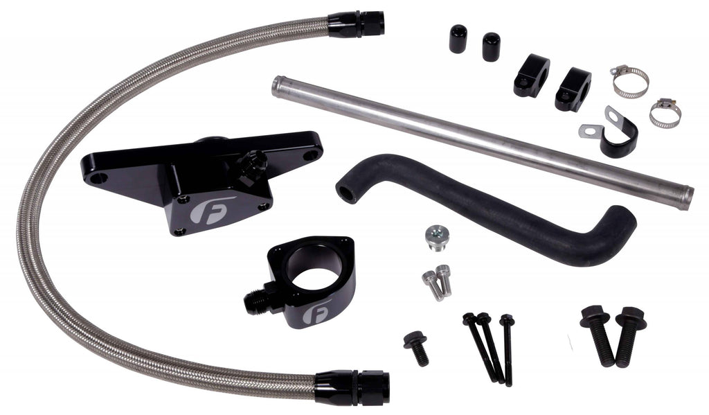 Cummins Coolant Bypass Kit 003-05 Auto Trans with Stainless Steel Braided Line Fleece Performance view 1