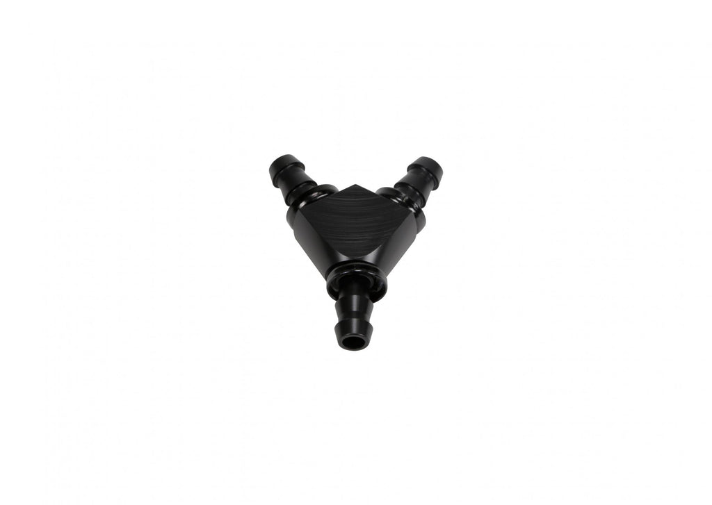 3/8 Inch Black Anodized Aluminum Y Barbed Fitting (For -6 Pushlock Hose) Fleece Performance view 2